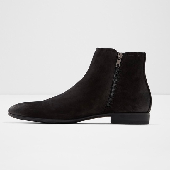 Zippered Black Suede Chelsea Boot